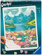 CreArt, Malen nach Zahlen Adults Premium - Blumenmeer am Bergsee Spiel