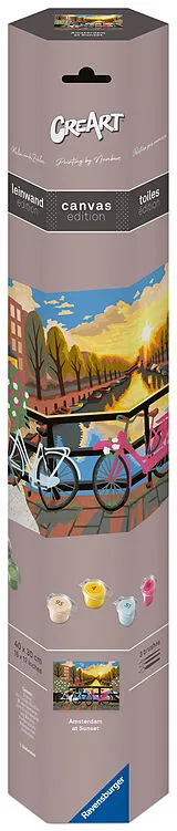 CreArt, Malen nach Zahlen Canvas Leinwand - Amsterdam zum Sonnenuntergang Spiel