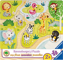 Ravensburger Kinderpuzzle - 03687 Unterwegs im Zoo - my first wooden puzzle mit 10 Teilen - Puzzle für Kinder ab 2 Jahren - Holzpuzzle Spiel