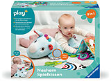 Ravensburger 4866 play+ Nashorn Spielkissen (für die Bauchlage), 4-teiliges Set, Tummy Time Spielzeug, Kuscheltier trainiert die Bauchlage, für Babys ab 0 Monaten Spiel