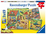 Ravensburger Kinderpuzzle - 05078 Viel los auf dem Bauernhof - Puzzle für Kinder ab 5 Jahren, mit 3x49 Teilen Spiel