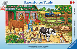Ravensburger Kinderpuzzle - 06035 Glückliches Bauernhofleben - Rahmenpuzzle für Kinder ab 3 Jahren, mit 15 Teilen Spiel
