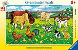 Ravensburger Kinderpuzzle - 06046 Bauernhoftiere auf der Wiese - Rahmenpuzzle für Kinder ab 3 Jahren, mit 15 Teilen Spiel