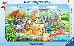 Ravensburger Kinderpuzzle - 06116 Ausflug in den Zoo - Rahmenpuzzle für Kinder ab 3 Jahren, mit 15 Teilen Spiel
