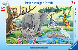 Ravensburger Kinderpuzzle - 06136 Tiere Afrikas - Rahmenpuzzle für Kinder ab 3 Jahren, mit 15 Teilen Spiel