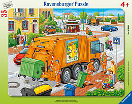 Ravensburger Kinderpuzzle - 06346 Müllabfuhr - Rahmenpuzzle für Kinder ab 4 Jahren, mit 35 Teilen Spiel