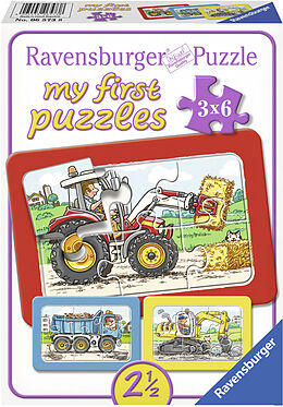 Ravensburger Kinderpuzzle - 06573 Bagger, Traktor und Kipplader - my first puzzle mit 3x6 Teilen - Puzzle für Kinder ab 2,5 Jahren Spiel