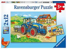 Ravensburger Kinderpuzzle - 07616 Baustelle und Bauernhof - Puzzle für Kinder ab 3 Jahren, mit 2x12 Teilen Spiel