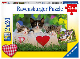 Ravensburger Kinderpuzzle - 07801 Verschlafene Kätzchen - Puzzle für Kinder ab 4 Jahren, mit 2x24 Teilen Spiel