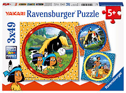 Ravensburger Kinderpuzzle - 08000 Yakari, der tapfere Indianer - Yakari-Puzzle für Kinder ab 5 Jahren, mit 3x49 Teilen Spiel
