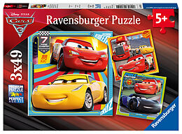 Ravensburger Kinderpuzzle - 08015 Bunte Flitzer - Puzzle für Kinder ab 5 Jahren, Disney Cars Puzzle mit 3x49 Teilen Spiel