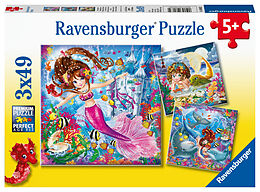 Ravensburger Kinderpuzzle - 08063 Bezaubernde Meerjungfrauen - Puzzle für Kinder ab 5 Jahren, mit 3x49 Teilen Spiel