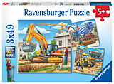 Ravensburger Kinderpuzzle - 09226 Große Baufahrzeuge - Puzzle für Kinder ab 5 Jahren, mit 3x49 Teilen Spiel