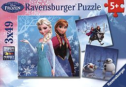 Ravensburger Kinderpuzzle - 09264 Abenteuer im Winterland - Puzzle für Kinder ab 5 Jahren, Disney Frozen Puzzle mit 3x49 Teilen Spiel