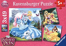 Ravensburger Kinderpuzzle - 09346 Palace Pets - Belle, Cinderella und Rapunzel - Puzzle für Kinder ab 5 Jahren, Disney-Puzzle mit 3x49 Teilen Spiel