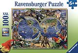 Ravensburger Kinderpuzzle - 10540 Tierisch um die Welt - Puzzle-Weltkarte für Kinder ab 6 Jahren, mit 100 Teilen im XXL-Format Spiel