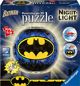 Ravensburger 3D Puzzle 11080 - Nachtlicht Puzzle-Ball Batman - ab 6 Jahren, LED Nachttischlampe mit Klatsch-Schalter Spiel