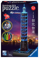 Ravensburger 3D Puzzle 11149 - Taipei 101 Night Edition - leuchtet im Dunkeln - das Financial Center und Wahrzeichen von Taipeh als LED beleuchtetes 3D Modell für Puzzlefans ab 8 Jahren Spiel