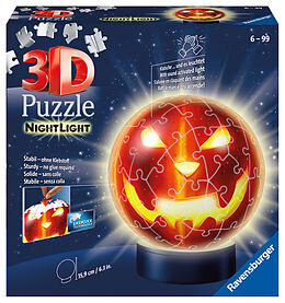 Ravensburger 3D Puzzle Kürbiskopf Nachtlicht 11253 - Puzzle-Ball - 72 Teile - für Halloween Fans ab 6 Jahren Spiel