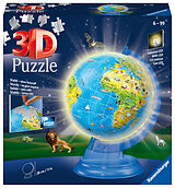 Ravensburger 3D Puzzle 11274 - Kinderglobus mit Licht in deutscher Sprache - 180 Teile - Beleuchteter Globus aus dreidimensional geformten Puzzleteilen - für Kinder ab 6 Jahren Spiel