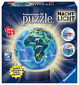 Ravensburger 3D Puzzle 11844 - Nachtlicht Erde bei Nacht - Puzzle-Ball Kinderglobus mit LED Leuchtsockel inkl. Klatsch-Mechanismus - Geschenkidee für Kinder ab 6 Jahren Spiel
