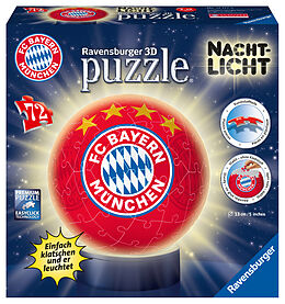 Ravensburger 3D Puzzle 12177 - Nachtlicht Puzzle-Ball FC Bayern München - ab 6 Jahren, LED Nachttischlampe mit Klatsch-Schalter Spiel