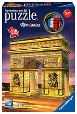 Ravensburger 3D Puzzle 12522 - Triumphbogen Night Edition - das weltbekannte Wahrzeichen aus Paris als LED beleuchtetes 3D Modell - leuchtet im Dunkeln - für große und kleine Puzzlefans ab 8 Jahren Spiel
