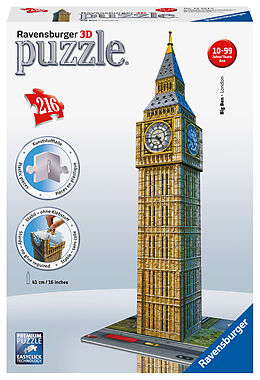 Ravensburger 3D Puzzle 12554 - Big Ben - Der weltbekannte Uhrenturm aus London, offiziell seit 2012 Elizabeth Tower genannt, als dreidimensionales Modell zum selber Puzzeln ab 8 Jahren Spiel