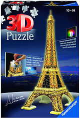 Ravensburger 3D Puzzle Eiffelturm in Paris bei Nacht 12579 - leuchtet im Dunkeln - 216 Teile - ab 10 Jahren Spiel