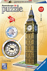 Ravensburger 3D Puzzle 12586 - Big Ben mit Uhr - Das weltbekannte Wahrzeichen aus London - Elizabeth Tower als 3D Modell mit echter Uhr zum selber Puzzeln ab 8 Jahren Spiel