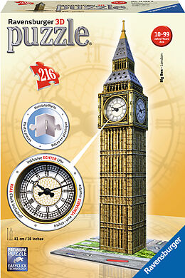Ravensburger 3D Puzzle 12586 - Big Ben mit Uhr - Das weltbekannte Wahrzeichen aus London - Elizabeth Tower als 3D Modell mit echter Uhr zum selber Puzzeln ab 8 Jahren Spiel