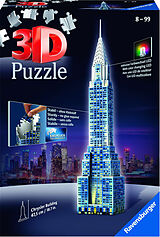 Ravensburger 3D Puzzle 12595 - Chrysler Building Night Edition - einer der berühmtesten Wolkenkratzer New Yorks als LED beleuchtetes Gebäude Modell - für große und kleine Puzzle-Fans ab 8 Jahren Spiel