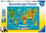 Ravensburger Kinderpuzzle - Tierische Weltkarte - 150 Teile Puzzle für Kinder ab 7 Jahren Spiel