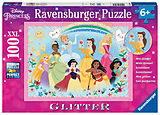 Ravensburger Kinderpuzzle 13326 - Stark, schön und unglaublich mutig - 100 Teile XXL Disney Prinzessinnen Glitterpuzzle für Kinder ab 6 Jahren Spiel