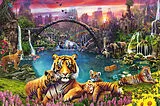 Tiger in paradiesischer Lagune Puzzle Spiel