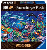 Ravensburger WOODEN Puzzle 17515 - Unten im Meer - 500 Teile Holzpuzzle für Erwachsene und Kinder ab 14 Jahren, mit stabilen, individuellen Puzzleteilen und 40 kleinen Holzfiguren (Whimsies) Spiel