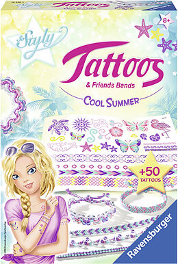 Ravensburger 18320 Tattoos & Friendsbands: Cool Summer - Freche Freundschaftsbänder aus bunten Garnen und Tattoos, DIY für Kinder ab 8 Jahren Spiel