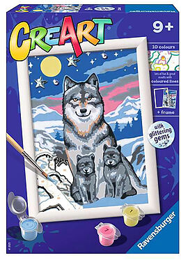 Malen nach Zahlen, CreArt. Wonderful Wolf Family Spiel