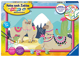 Ravensburger CreArt 20065 - Glückliche Lamas - Malen nach Zahlen Lama für Kinder ab 7 Jahre Spiel