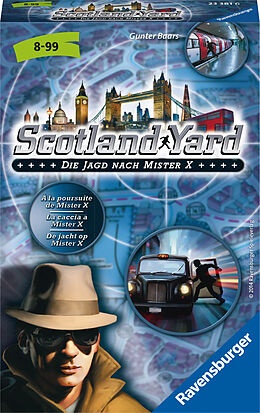 Ravensburger 23381 - Scotland Yard, Mitbringspiel für 2-4 Spieler, Kinderspiel ab 8 Jahren, kompaktes Format, Reisespiel, Brettspiel Spiel