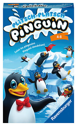 Ravensburger 23461 - Plitsch Platsch Pinguin, Mitbringspiel für 1-4 Spieler, Kinderspiel ab 4 Jahren, kompaktes Format, Reisespiel Spiel