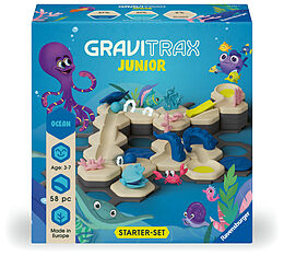 Ravensburger GraviTrax Junior Starter-Set S Ocean - Erweiterbare Kugelbahn für Kinder, Murmelbahn aus umweltfreundlichen Materialen mit Themenwelten, Konstruktionsspielzeug ab 3 Jahren Spiel