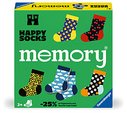 Ravensburger 24702 memory® Happy Socks. Der Ravensburger Spieleklassiker in Kooperation mit Happy Socks. Gesucht werden 32 fröhlich bunte Sockenpaare Spiel