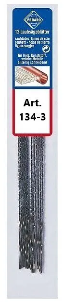 PEBARO 134-3 - Laubsägeblätter gehärtet, spiralförmig,rund,gezahnt, Stärke 3, mittel, 12 Stück Spiel