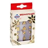 PEBARO 20300 - Brennstempel II, 12-teilig, Motive: Quadrat/Dreieck/Raute/Kreis/Auge/Tropfen/Blatt, passend zum Pebaro-Brandkolben, Brandmalerei Spiel