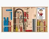 PEBARO 407 - Laubsäge-Schrank im Holzschrank, 24-teilig, komplettes Set im Holzschrank, Stahlwerkzeuge, Laubsägebogen und Säge für Metall, made in Germany Spiel