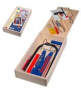 PEBARO 452 - Qualitäts-Laubsäge-Set, Holzbox mit Schiebedeckel, 23 Teile, Werkzeugkasten Spiel