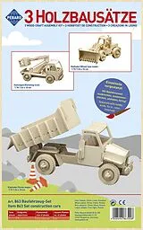 PEBARO 863 - Holzbausatz Baufahrzeug-Set, Radlader, Hubwagen, Kipplader, Holz, 3 Holzkonstruktionen zum Zusammenstecken Spiel