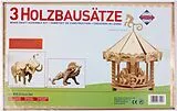 PEBARO 870 - Holzbausatz Zirkus-Set, Löwe, Karussell, Elefant, 3 Holzkonstruktionen zum Zusammenstecken Spiel