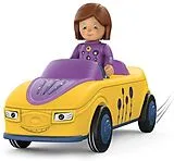 SIKU 0104 - Toddys, Zoe Zoomy, Spielzeugauto mit Rückziehmotor und Spielfigur, gelb/lila Spiel